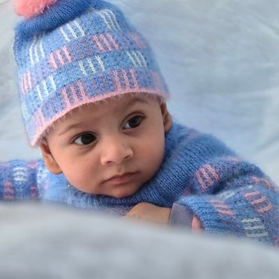 Pink & Blue Knit Baby Outfit
