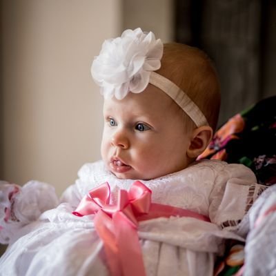 White Baby Dress with Pink Bow